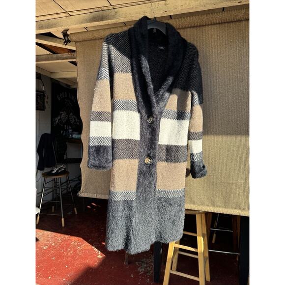 Anthropologie Current Air Cardigan Sweater Womens Size XS Brown Black Wool - Picture 3 of 16